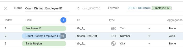 Tạo trường mới từ hàm Count Distinct
